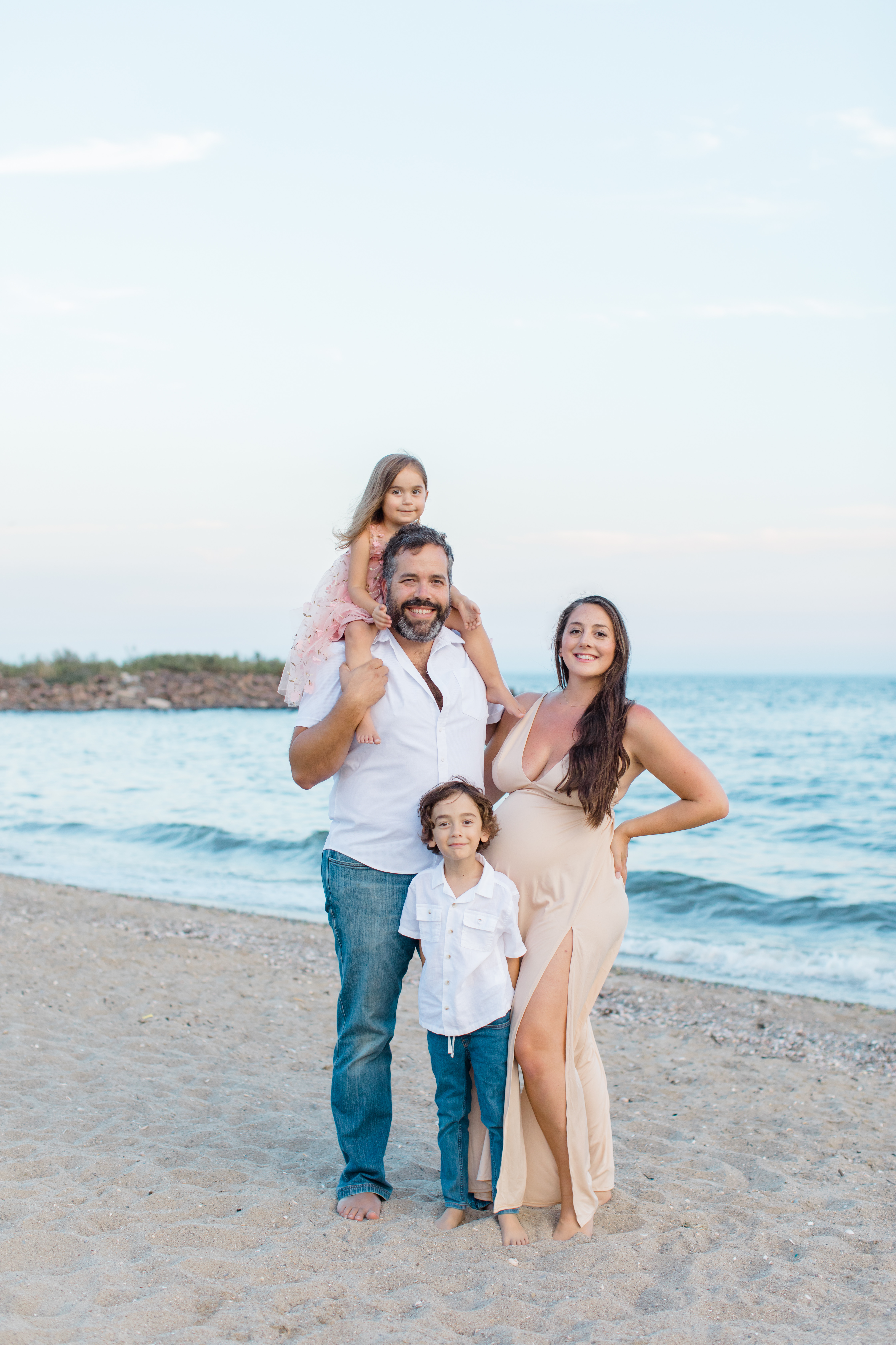 family and maternity session on the beach in westport ct